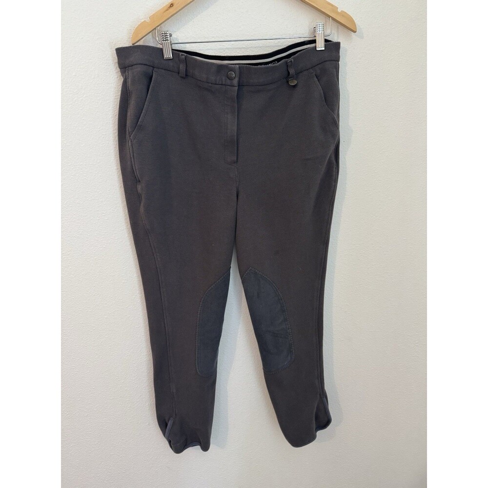 On Course Riding Breeches Gray Knee Patch Equestrian Pants Trousers Size 34